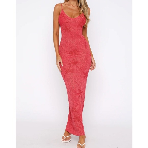 White Fox Boutique Trust Issues Maxi Dress Small Red Bodycon Sexy Clubwear NWT - Picture 1 of 14